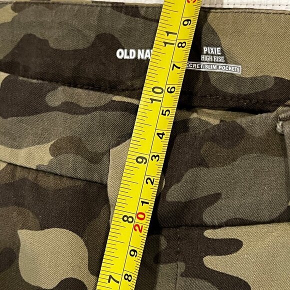 Old Navy Green Camo Pixie High Rise Secret Slim Slash Pockets Pants Size S - Picture 4 of 8